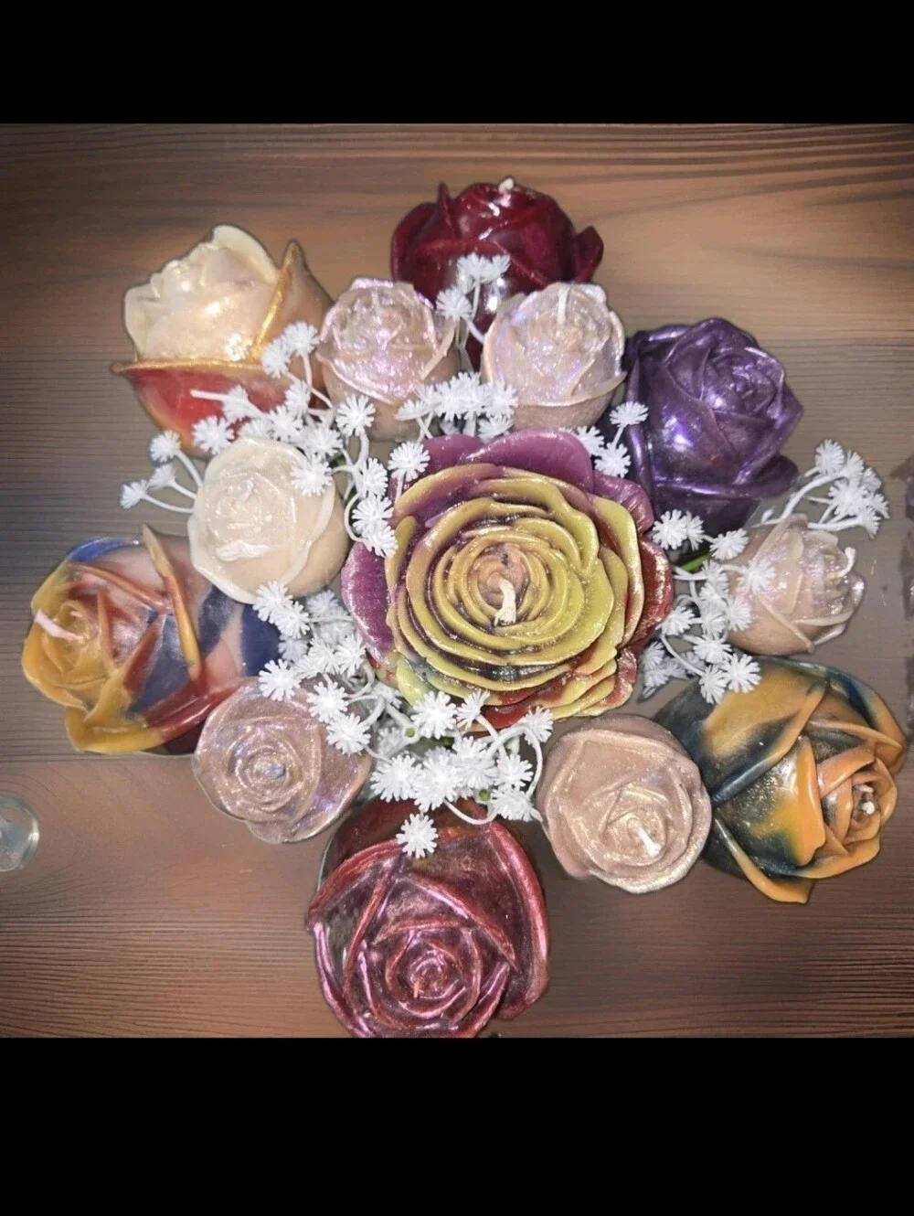 Stunning Realistic 16 Wax Rose Candles + Bonus Butterfly Bouquet Awesome Gift
